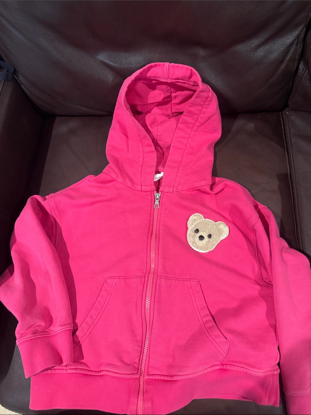 Palm Angels Hot Pink Bear Patch Zip Hoodie